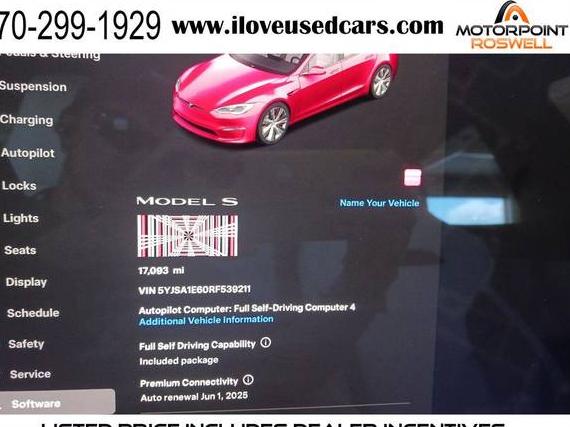 TESLA MODEL S 2024 5YJSA1E60RF539211 image